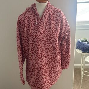 Denim&Co Pink Leopard Print Hoodie